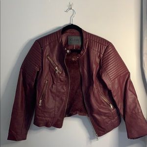 Maroon faux leather jacket!!